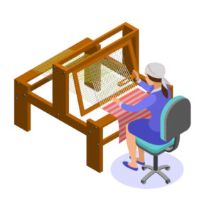 weaver weaving fabric