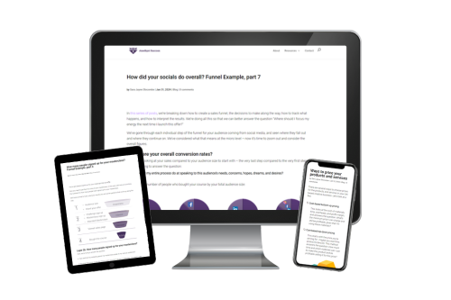Amethyst Raccoon Blog displayed across desktop, tablet, and mobile phone screens