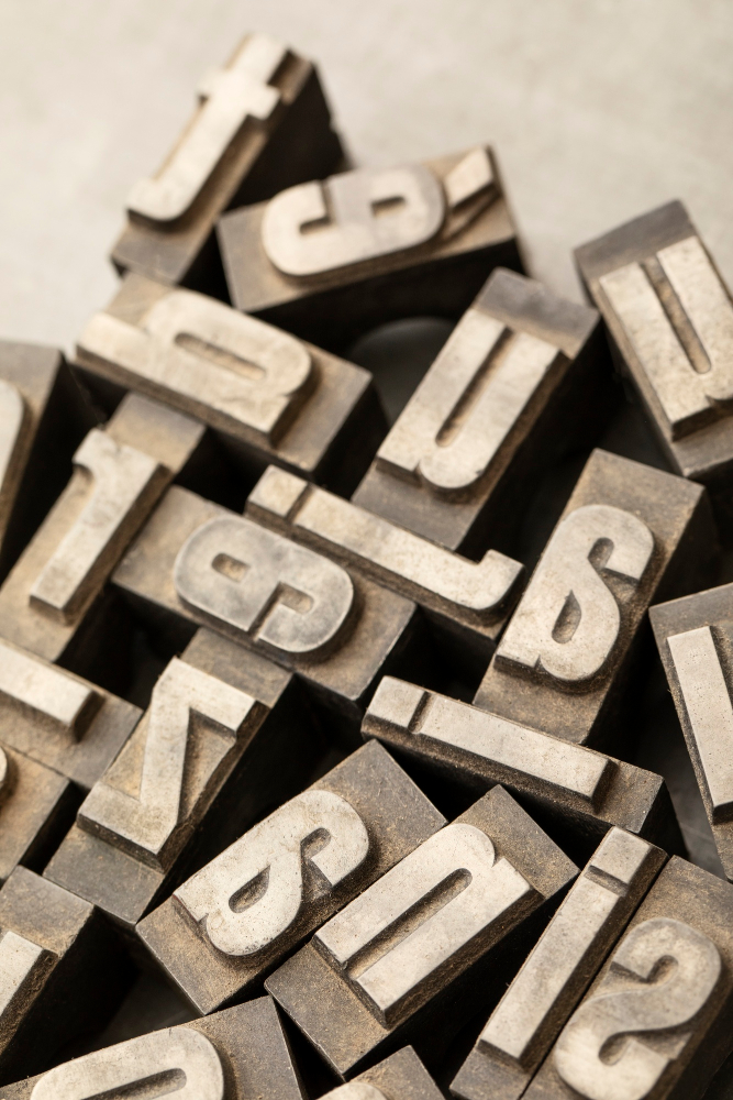 scattered individual letters for a printing press scattered individual letters for a printing press